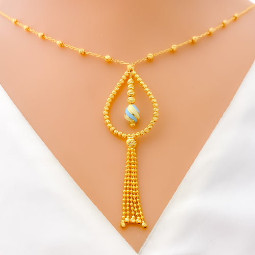 Opulent Gleaming Drop 5-Piece 21k Gold Necklace Set 