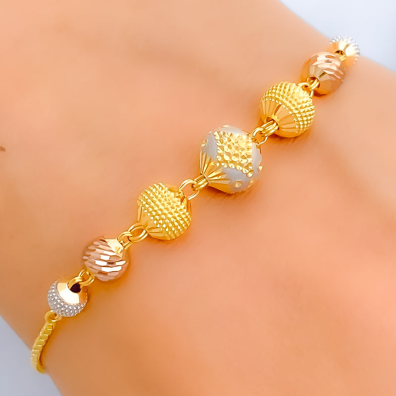 Posh Engraved Orb 22k Gold Bracelet