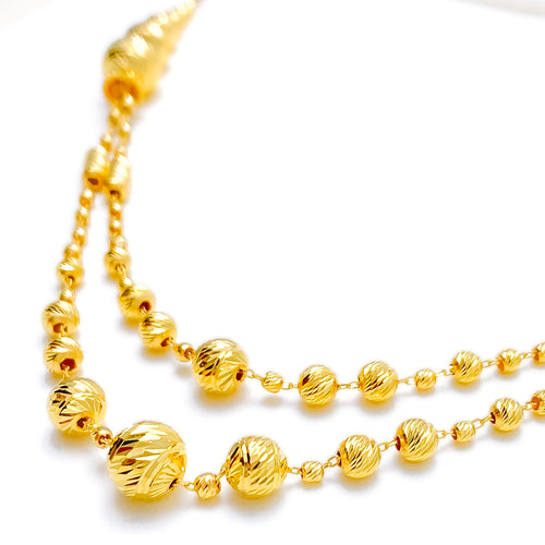 Golden Elegant Striped 5-Piece 21k Gold Necklace Set
