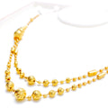 Golden Elegant Striped 5-Piece 21k Gold Necklace Set