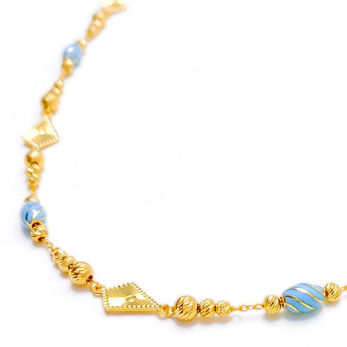 Unique Enameled Embellished 5-Piece 21k Gold Necklace Set