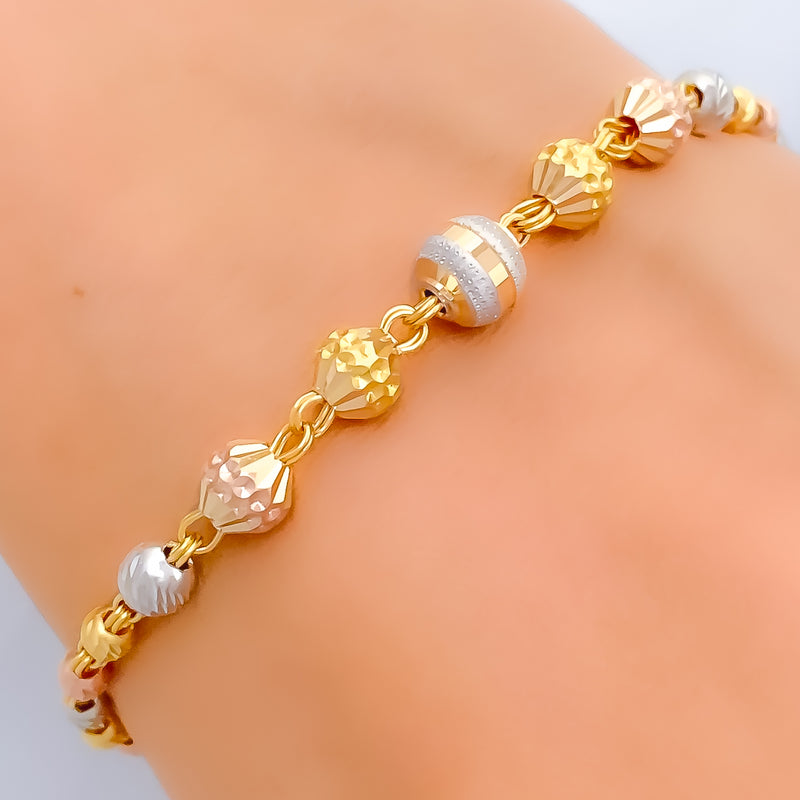 Tasteful Textured Orb 22k Gold Bracelet