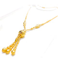Luminous Dangling Orb 3-Piece 21k Gold Necklace Set