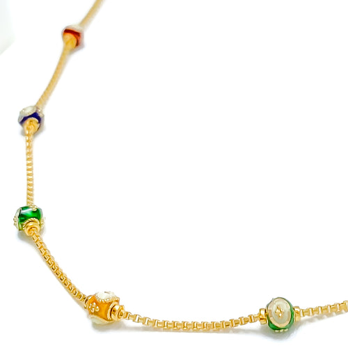 Graceful Multi colored 22k Gold Long Chain - 26"