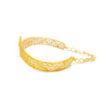 Trendy Overlapping 22k Gold Leaf Bangle Bracelet 