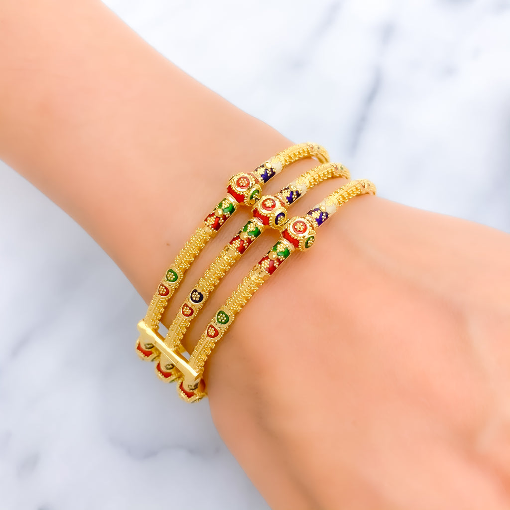 Magnificent Multi-Color 22k Gold Pipe Bangle – Andaaz Jewelers