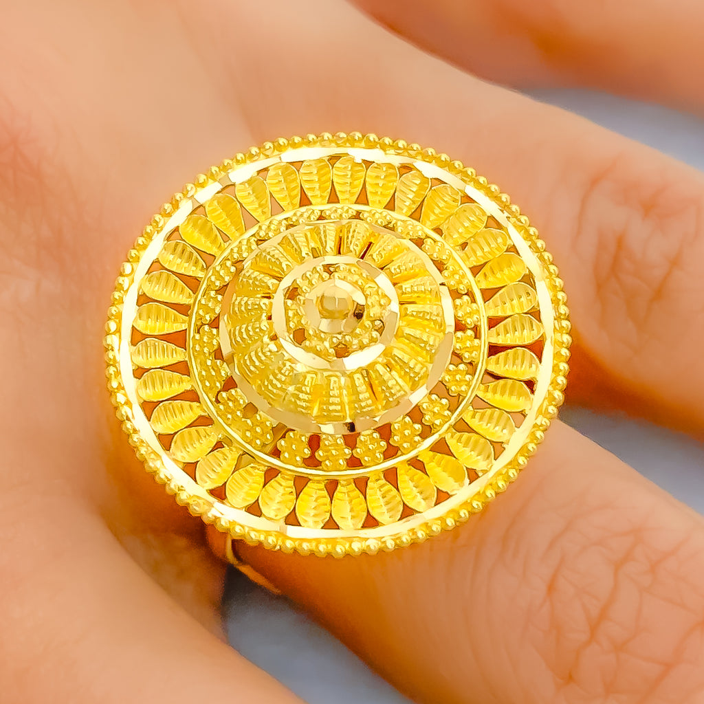 Refined Dome Leaf 22k Gold Semi-Statement Ring – Andaaz Jewelers