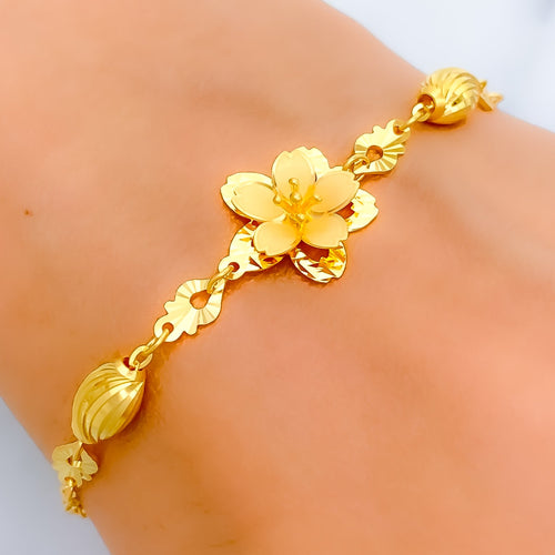 Elegant Floral 22k Gold Bracelet 