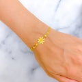 Unique Satin Finish 22k Gold Floral Bracelet 