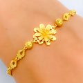 Unique Satin Finish 22k Gold Floral Bracelet 