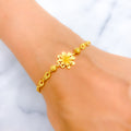 Unique Satin Finish 22k Gold Floral Bracelet 