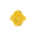 Faceted Blooming Flower 22K Gold Ring 