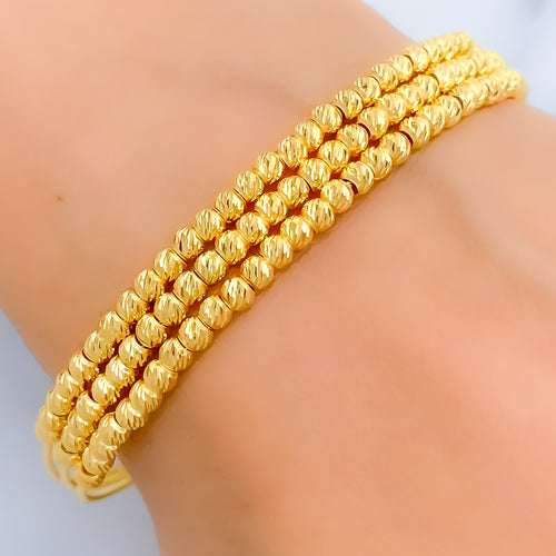 Simmering Striped 22k Gold Bangle Bracelet 