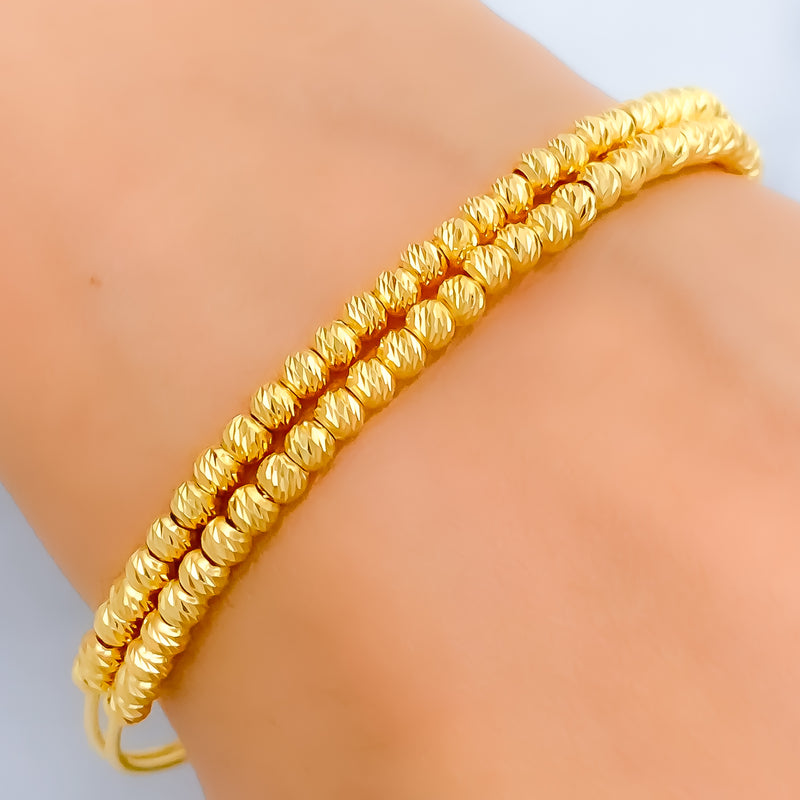 Dazzling Bead 22k Gold Bangle Bracelet 