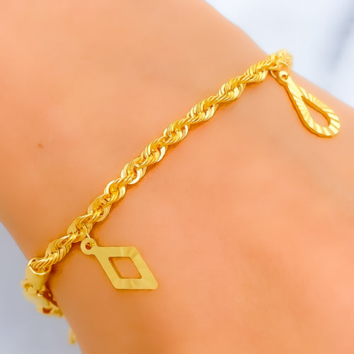 Lovely Graceful 22k Gold Charm Bracelet