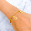 Delicate Drop 22k Gold Charm Bracelet 