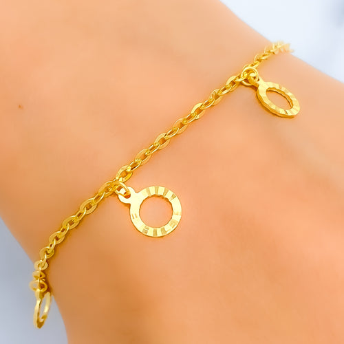 Sparkling Delicate 22k Gold Halo Charm Bracelet