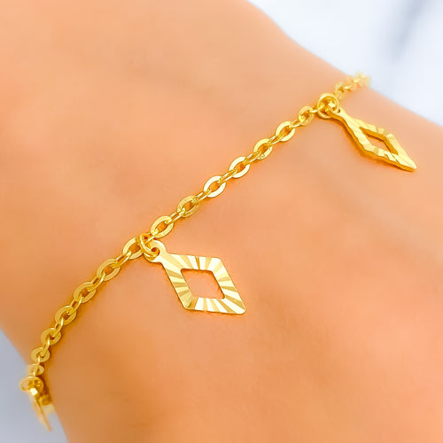 Sophisticated 22k Gold Diamond Charm Bracelet 