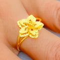 Lovely Lily 22K Gold Flower Ring 