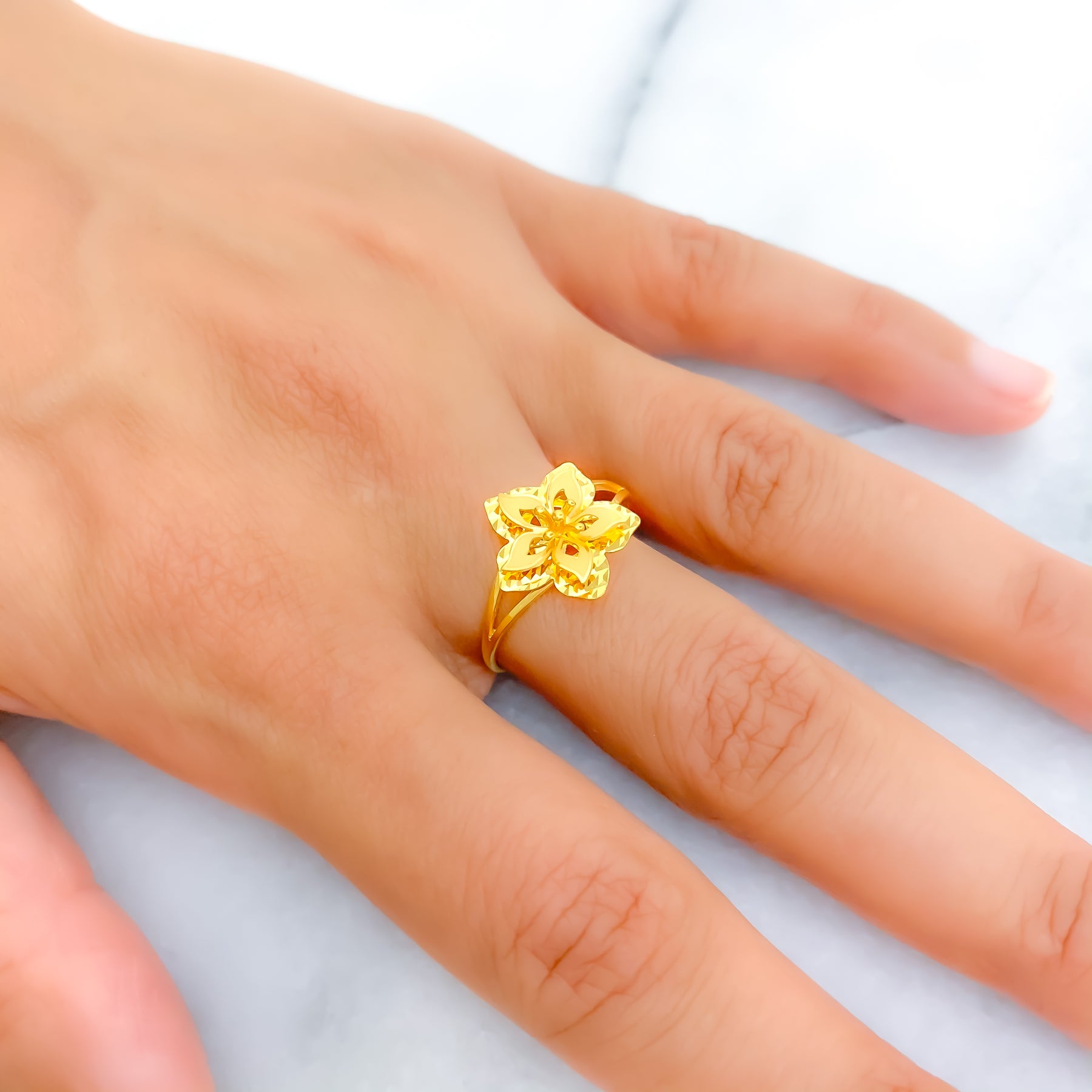 lily flower ring Lovely Lily 22K Gold Flower Ring – Andaaz Jewelers