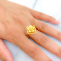 Decorative Netted Flower 22K Gold Ring 