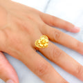 Fancy Striking 22K Gold Heart Ring 