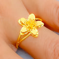 Timeless Blooming Flower 22K Gold Ring 