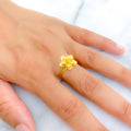 Sparkling Cutwork 22K Gold Floral Ring 