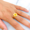 Posh Poppy Flower 22K Gold Ring 