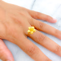 Majestic Radiant 22K Gold Flower Ring 