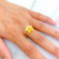 Fashionable Glowing Floral 22K Gold Ring 