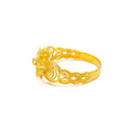 Ethereal Lovely Striped Flower 22k Gold Ring 