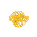 Elevated Overlapping Flower 22k Gold Ring 