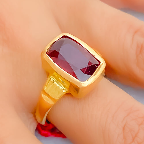 Elongated 22K Gold 8CT Ruby Ring 