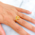 Delightful 22K Gold 4CT Yellow Sapphire Ring 