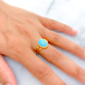 Classic 22K Gold 3.5CT Turquoise Ring 