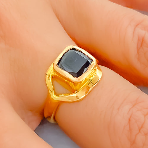 Delicate 22K Gold 2CT Blue Sapphire Ring 