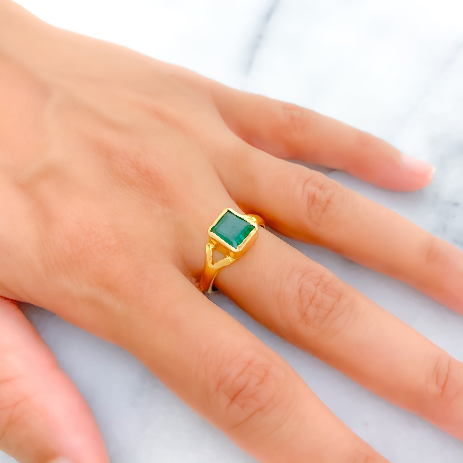Brazilian Emerald Cut Emerald in Yellow Gold Ring – Aria Jewelry Design
