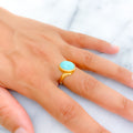 Stately 22K Gold 2.5CT Turquoise Cabochon Ring