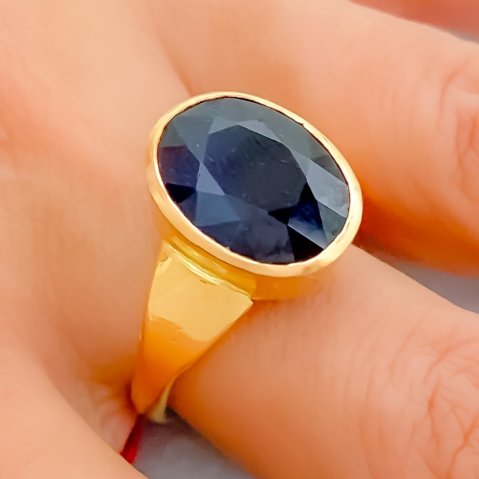 Men's Natural Blue Sapphire Ring 14K Yellow Gold | Jared