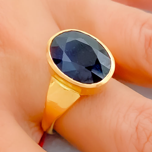 Majestic 22K Gold 7.5CT Blue Sapphire Ring 