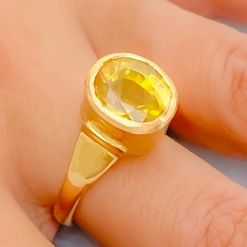 Glowing 22K Gold 6CT Yellow Sapphire Ring 