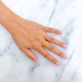 Posh Ritzy Triple Row 22K Gold Ring 