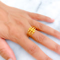 Posh Ritzy Triple Row 22K Gold Ring 