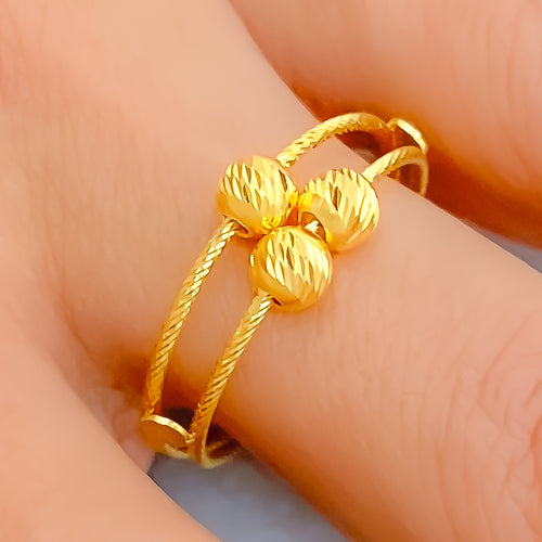 Petite Triple Orb 22K Gold Ring 