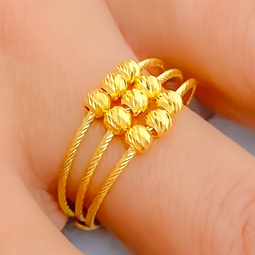 Symmetrical Sparkling 22K Gold Ring 