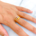 Radiant Three Colored 22K Gold Ring 