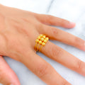 Versatile Square Beaded 22K Gold Ring 