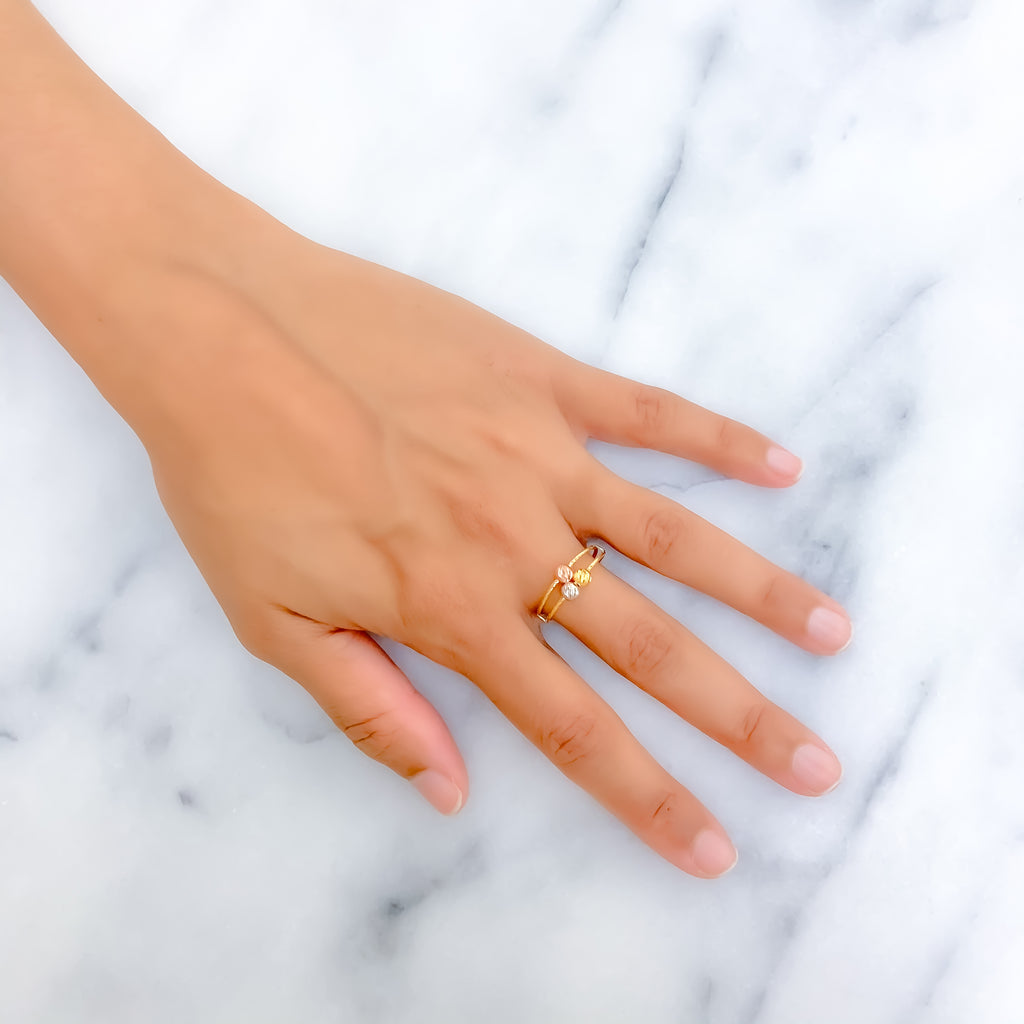 Modest Majestic Three Bead 22K Gold Ring – Andaaz Jewelers