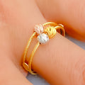 Modest Majestic Three Bead 22K Gold Ring 